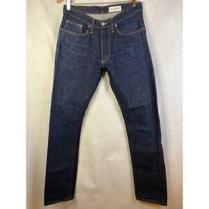 GUSTIN Raw Selvedge Denim Jeans Dark Indigo Slim Cut Button Fly USA 32 X 32